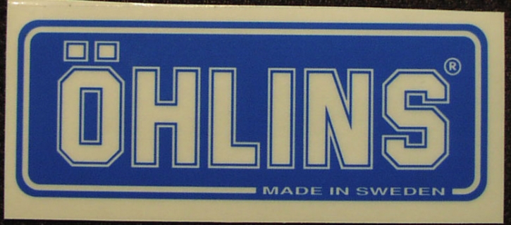 Öhlins sticker clear on blue 42 x 16 mm
