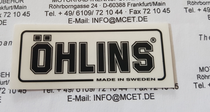 Öhlins sticker black/clear 75 x 31 mm