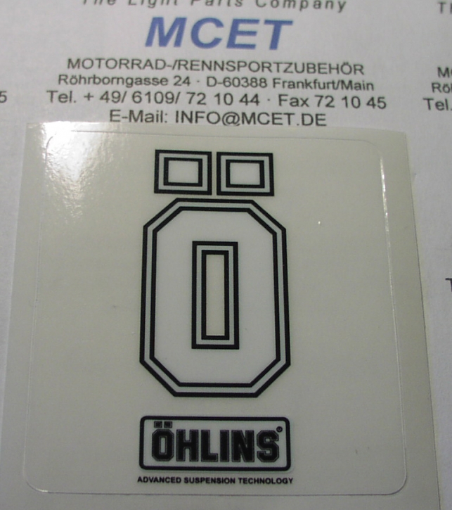 Öhlins sticker "Ö" black on clear