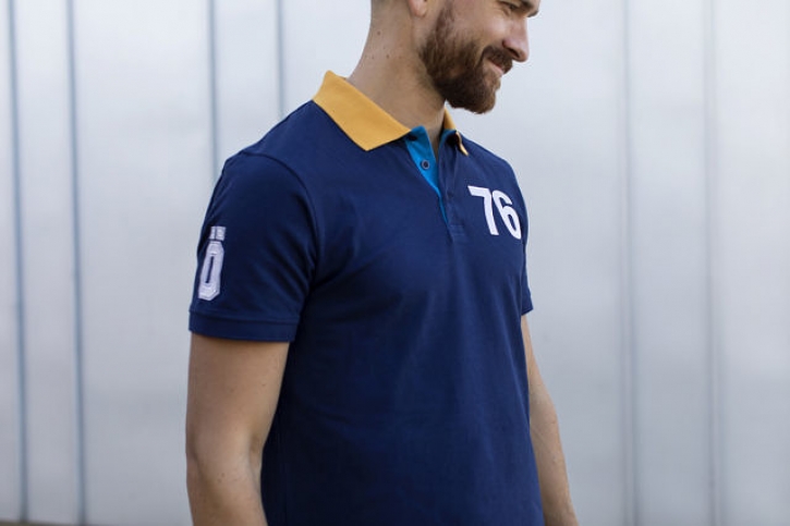 Polo - Shirt " Ö " blau/ gelb