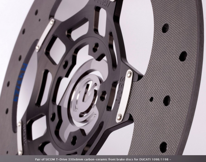 Satz/ Kit SICOM T-Drive 330x6mm Carbon-Keramik-Bremsscheiben für Ducatin 1098/119/ , Panigale / Streetfighter V4 - Desmosedici