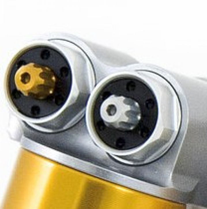 Öhlins shock for Ducati 1199 S/ 1299 S rebuilt into manual adjustment GP adjusters
