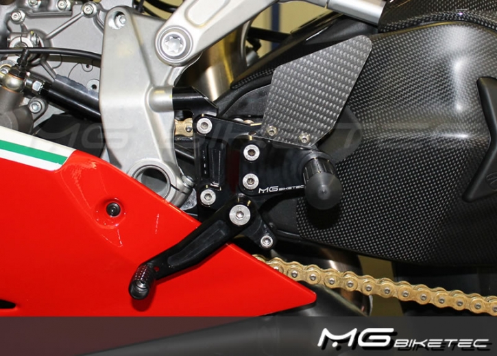 MG Biketec rearset for Ducati 1199/1299 GP reverse shifting