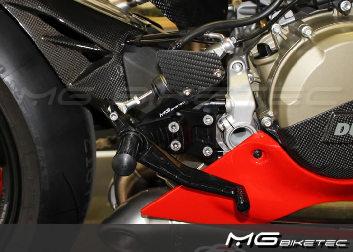 MG Biketec rearset for Ducati 1199/1299 reverse shifting