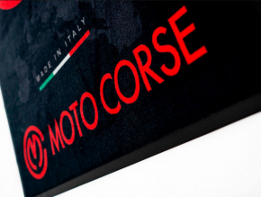 Motocorse Official rectangular motorcycle carpet with red logo