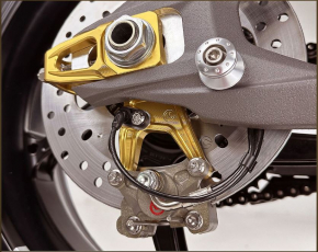 MotoCorse Pair of chain tensioner sliders with Brembo P2 24 rear brake caliper - Ducati Panigale V4 2025