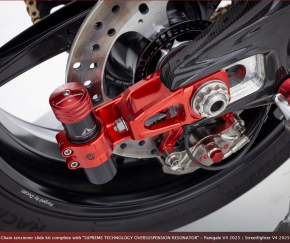 Motocorse Kettenspannerkitz komplett mit „SUPREME TECHNOLOGY OVERSUSPENSION RESONATOR“ -